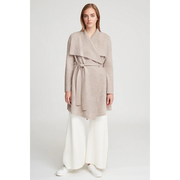 Cuyana Sweaters - CUYANA Wool Cashmere Short Wrap Coat Beige